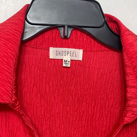 Ghospell Sister Jane Taffeta Wrap Mini Dress With Tie Waist & Long Sleeves M+ - Picture 6 of 12